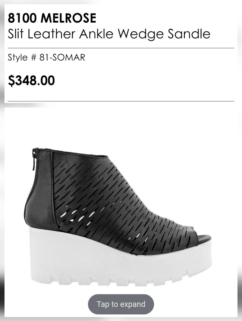 8100 Melrose Black Slit Leather Peep-Toe Ankle Back-Zip Wedge Sandals Italy - Picture 2 of 13